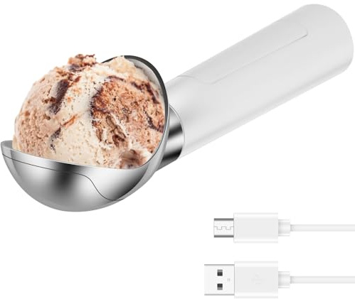 Cuillère à crème glacée chauffante intelligente créative rechargeable électrique cuillère à glace auto-chauffante cuillère IP67 étanche automatique pour aliments desserts, meilleure cuillère à glace