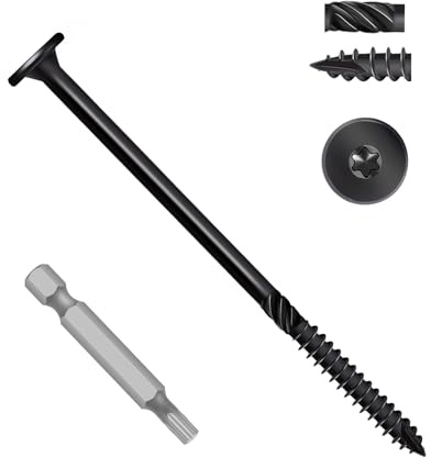 2 Inch Deck Screws, Black Heavy Duty Long Wood Screws, with Star Drive Bit Included, #14 x 2 Exterior Epoxy Coated Rust Resistant Screws, 50 PCS