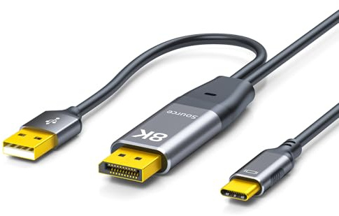 NEXHYPE DisplayPort till USB-C-kabel 8K @60Hz, DP till Typ-C hankabeladapter 2,0 m omvandlare för Apple Studio Display, USB-C skärmenhet konverteringskabel