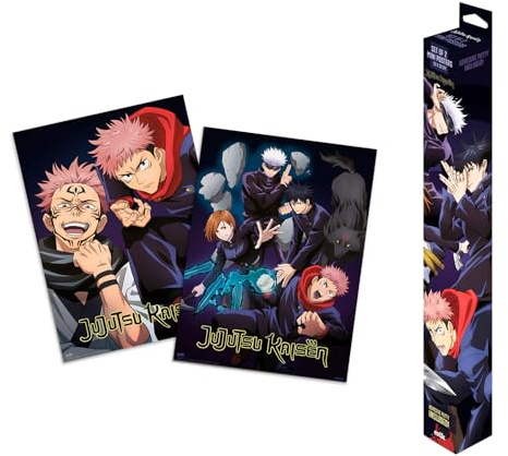Grupo Erik Póster Jujutsu Kaisen Manga – Juego de 2 mini pósteres de 38 x 52 cm – Se envía enrollado en una caja protectora – Mercancía de Jujutsu Kaisen