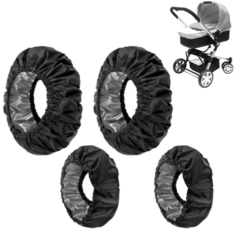 SGERUFZ Housse de Roue pour Poussette Bébé, 4 Pièces, Imperméable et Anti-Poussière, Accessoire Poussette et Housse de Protection de Roue Poussette