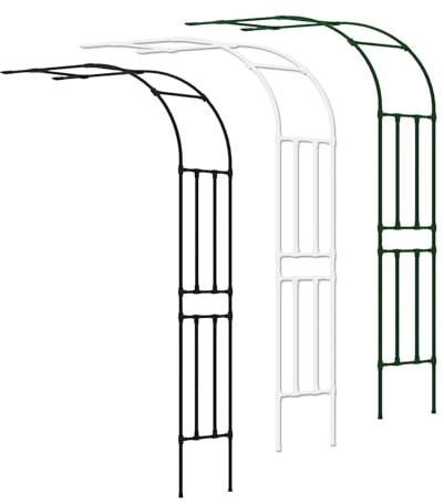 Treillis en acier robuste pour extérieur – Pergola demi-arche noire et blanche pour plantes grimpantes, vignes et roses – Disponible en hauteur de 1,20 m à 2,50 m