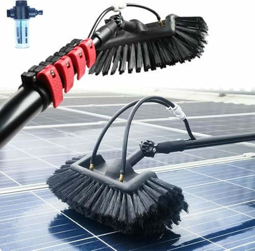 Spazzola telescopica estensibile per la pulizia dei vetri, palo alimentato ad acqua da 7,2 m, in alluminio leggero (3,6 m) per una pulizia ad alta portata senza sforzo