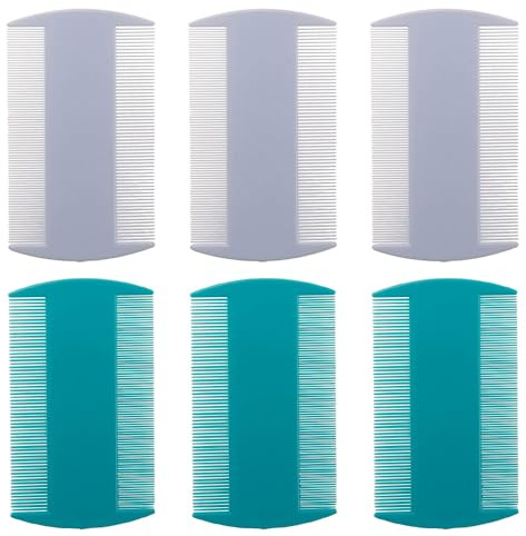HABNI Liendrera Piojos 6 Piezas 3 Blanco 3 Azul Claro 8.8Cm Largo 5.1Cm Ancho Eliminar Piojos Liendres Antipulgas Adultos Niños Perros Gatos