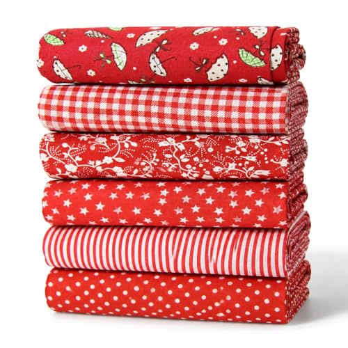 NEUJUS 6er Set Baumwollstoff 50x50cm Patchwork DIY Stoffe Nähen, Basteln | Soft breathable 100% cotton fabric set ideal for quilting and patchwork projects