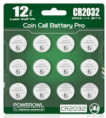 POWEROWL 12 Pcs Lithium Battery CR2032 3V for your Toys, Games, MP3 players, Stopwatches (Green)