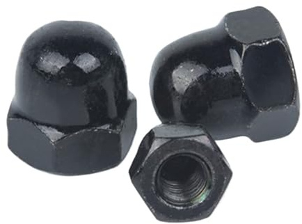 1-20 Stück Hutmuttern M3 M4 M5 M6 M8 M10 M12 aus Stahl mit schwarzen oder Edelstahl-304- oder Messing-Dekorkappen(Steel with Black,M3 20pcs)