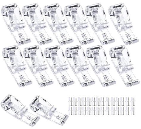 14 Sets Roman Blind Clips, Blind Cord Safety Device P Clip, Roller Blind Chain Connectors, Clip on Blinds Cord Management Solution, White Plastic P Clips for Roman and Roller Blinds Installation