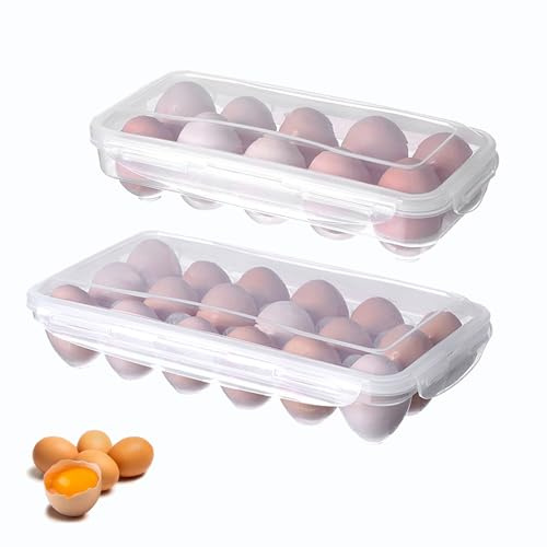 2 st ägglåda med lock, bärbar transparent äggbehållare, äggbehållare, kylskåp, för kylskåp, kök, picknick (10 + 18 celler)