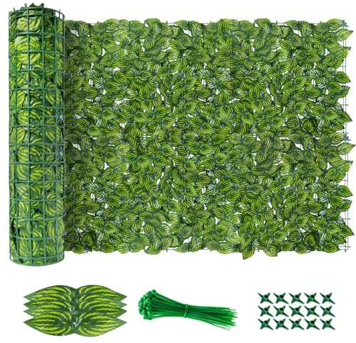 AGJIDSO Edera artificiale, protezione da sguardi indiscreti, 100 x 900 cm, per balcone, edera, frangivista per balcone, foglie, protezione da sguardi indiscreti