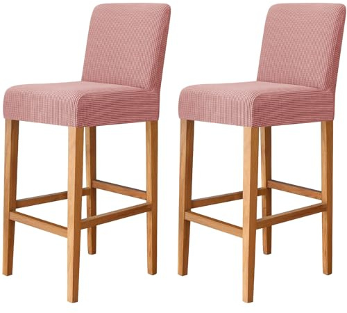 YOPOIY Stretch-Barhocker-Stuhlhussen mit Rückenlehnen, kratzfeste Barhocker-Schonbezüge, waschbar, abnehmbarer Barhocker-Schutz, Rosa, 2 Stück