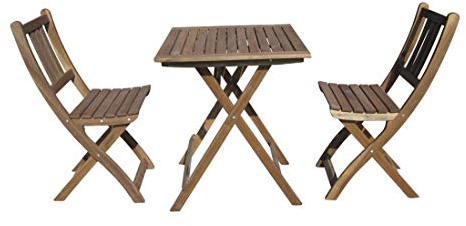Sedex Tampa Balkonset Terassen Set Bistroset Balkonmöbel 2X Klappsessel + 1x Tisch 60x60cm Massiv