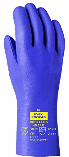 Uvex Chemikalien-Schutzhandschuh Rubiflex S NB 27 B, Nitril-Beschichtung, Farbe: blau, Grösse: 9