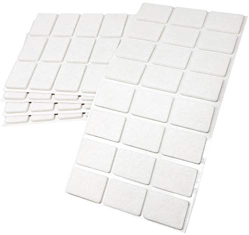 Adsamm® / 120 x self-Adhesive Felt Pads/White / 0.98x1.38'' (25x35 mm) / Rectangular / 0.138'' / 3.5 mm Thick Stick-on Furniture Felt Glides/Furniture & Chair Glides