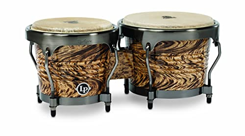 LP Latin Percussion LPA601-HC Aspire Accent Bongo 6,75 und 8, Siamesische Eiche/Naturfell, Finish: Havana Café/Brushed Nickel