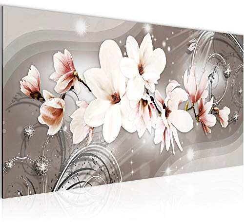 Runa Art Quadri Moderni Magnolia Fiori 1 Pezzo L'immagine Tela Non Tessuta Soggiorno Corridoio Astratto Beige Marrone 006212a