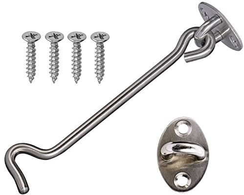 Stahlia Sturmhaken mit Öse Türhaken 42cm Türriegel Edelstahl Fensterriegel Riegel Tür Gartentor Verschlusshaken Torhaken Riegelhaken Kabinenhaken