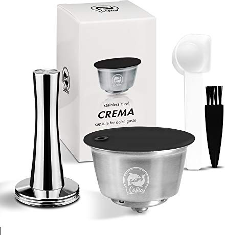 i Cafilas Wiederverwendbare Kapsel Edelstahl nachfüllbare für Dolce Gusto lumio +Kaffee-Tamper für Dolce Gusto lumio + 1 Messlöffel + 1 Bürste