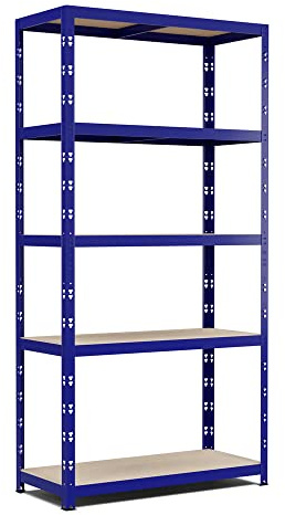 Eurospen Etagère de Rangement modulable et Polyvalente pour Atelier, Garage, Cave... Charge Lourde Max 875kg -180x90x40cm - Bleu
