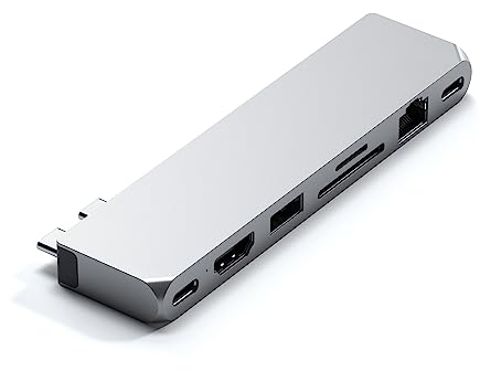 SATECHI USB-C Hub Pro Max, 8-in-1 Adapter USB4 40Gbps, 96W Power Delivery, HDMI 4K@60Hz, USB-C/USB-A 5Gbps, SD/MicroSD-Kartenleser, Ethernet, 3.5mm Audio, für MacBook Pro/Air M1 M2 M3 M4 (Silber)