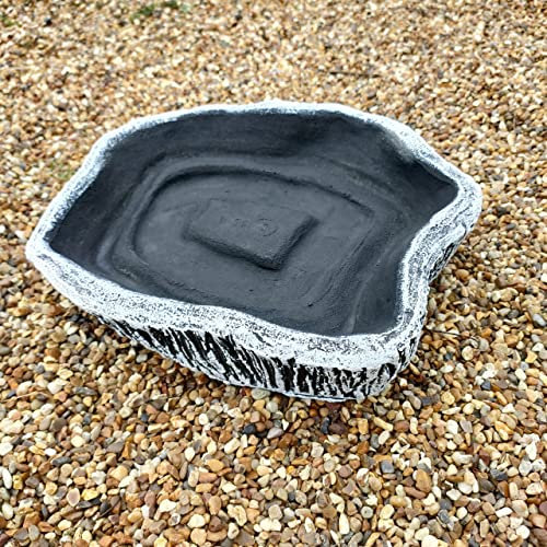 Garden Ornaments & Accessories Small Patterned Log Effect Ground Bird Bath or Replacement Top Black and White