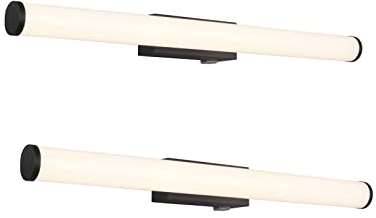 meineWunschleuchte 2er Set Bad Wandleuchten mit Schalter in Schwarz matt, Breite 60cm