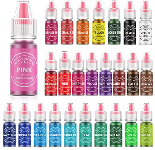 Food Coloring for Baking - 26 Vibrant Cake Coloring Liquid Set for Dessert Decorating, Food Grade Food Dye for Icing,Fondant,Cookies,Easter Egg,Making DIY Supplies Kit- 0.25 Fl. oz/Bottles