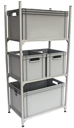 Tinobu Heckregal 60x40cm für die Heckgarage, Wohnmobil Regal für Euroboxen, Regalsystem Camping (Herausnahme der Boxen zur Seite)