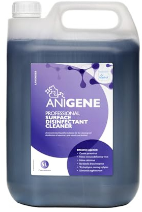 ANIGENE Surface Disinfectant Cleaner (5 Litre – Lavender Scent) - Disinfectant Solution For Use Around Animals & Pets, Kills Bacteria, Viruses, Fungi & Yeast – Non-Corrosive In Use - Made In The UK