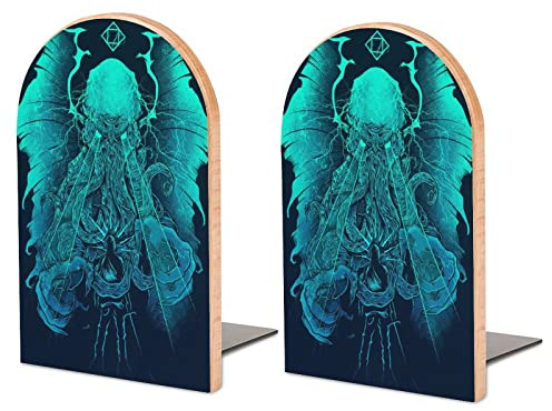 Cthulhu Buchstützen aus Holz, rutschfeste, stabile Buchhalter für schwere Bücher