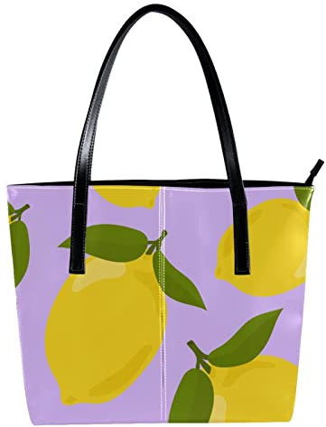 Schultertasche, leicht, lässig, Schultasche, Lehrertasche, Handtasche, Geldbörse, bunt, handgezeichnetes Zitronen-Muster, Mehrfarbig