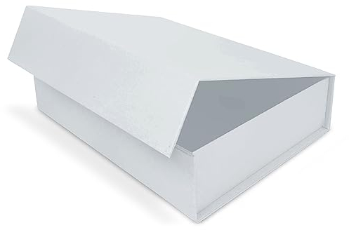 Verpackungswelt Geschenk-Box mit Deckel | 31 x 22 x 7 cm | Magnet-Verschluss | Hochzeit, Geburt, Weihnachten | Geschenk-Verpackung in Weiß