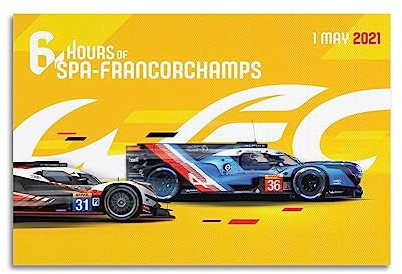 ALTUY Affiche décorative sur toile Motif championnat du monde d'endurance 6 heures de spa Francorchamps 30 x 45 cm
