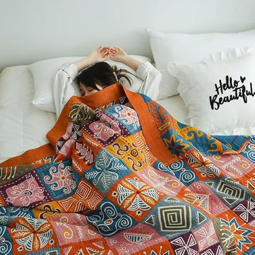 QIUMING Mantas nórdicas de algodón para Camas, Colcha de Gasa para Dormitorio, decoración Bohemia, sofá, Toalla, Manta Suave, Sábana Doble Fina