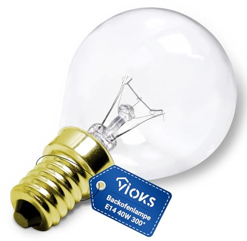 VIOKS Glühbirne E14 40W 230V 300°C 45mmØ 77mm für Neff Bosch Backofen | Backofenlampe E14 Glühbirne Lampe, für Kühlschrank Mikrowelle Dunstabzugshaube, Zubehör für Elektro-Großgeräte