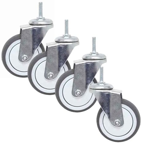 ZYBOWAYL M10*25mm Gewinde Möbelrollen 4 Stück Industriell Schwerlastrollen mit Bremse 360° Drehbar Lenkrollen aus Gummi Tragfähigkeit 130kg/287Lbs (Size : Swivel)