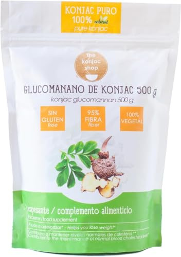 The Konjac Shop - Harina de Glucomanano 500g Sin Gluten Espesante Natural 100% Vegetal Bajo en Calorías Apto para Veganos
