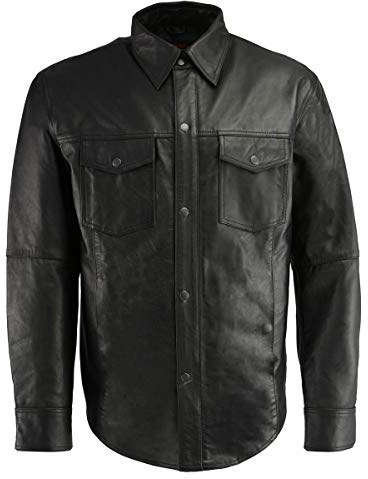 Milwaukee Leather Men's Premium Leather Casual Lightweight Biker Style Shirt - 3X-Large