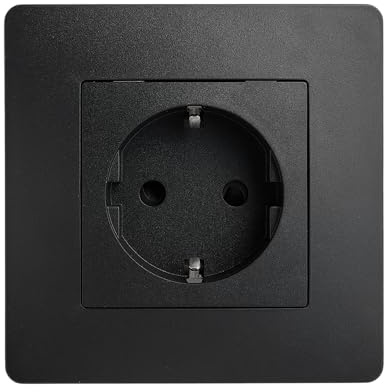 DEBFLEX - Caly - Toma de Corriente 2P+T Schuko - Toma de Pared tipo F -Plástico + Soporte Metálico - Instalación Empotrada - Negro - 74.5 x 74.5 x 39.5 mm