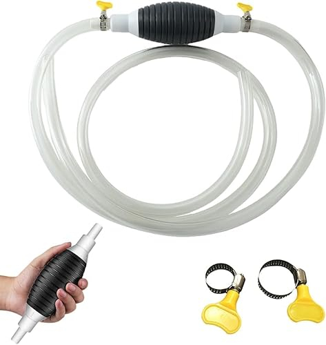 Multifunktions Flüssigkeitssauger, Handpumpe Benzinpump Umfüllpumpe Kraftstoffpumpe, Multifunction Liquid Sucker, Handpumpe Wasser mit Schlauch und 2 Schlauchschellen für Auto Boot Motorrad (2M)