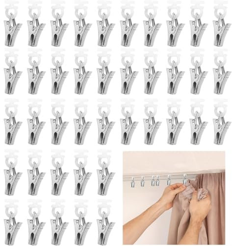 100 Stück Gardinenhaken,Gardinenklammern,Vorhang Haken, Vorhang Clips,Gardinen Klammern mit Rädern,Gardinenröllchen für Schienen,Gardinenhaken für Vorhänge,Duschvorhänge und Türvorhänge