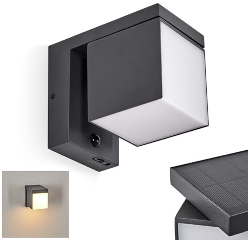 HOFSTEIN LED Außenwandleuchte Pocilgas, Außenwandlampe mit Bewegungsmelder aus Metall/Kunststoff in Anthrazit/Weiß, verstellbare Leuchte für Garten, Außenfassade, Hof, Tag-/Nachtsensor, 9,5 Watt, IP44