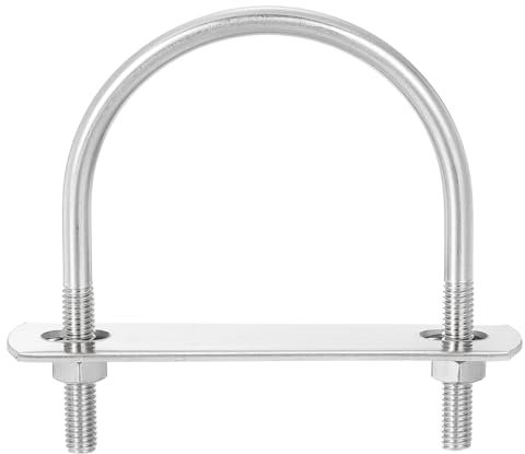 sourcing map Runde U-Bolzen Bolzenanker U-Bügel Verriegelungsbolzen, 4 Sets, 57 mm Innenbreite 77 mm Länge, M6 304 Edelstahl, U-Klemmschraube mit Muttern und Platten, für Bootsanhänger