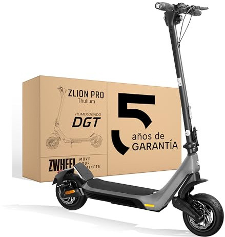 ZWHEEL ZLion Pro Thulium | Patinete Eléctrico Adultos Homologado DGT - 1200W MAX, 45km Autonomía y Regeneración Batería - Ruedas 10 Tubeless Autosellable - Doble Freno - Pantalla Avanzada