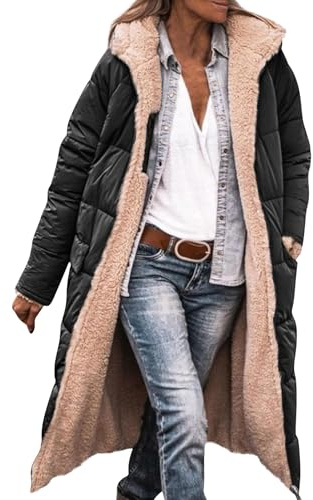 TOFOTL Mis Pedidos, Abrigos Mujer Invierno Cremallera Elegante Elegantes Forro Polar Gabardina Otoño Jersey Oversize Mujer Comodo Clásico Blazer De Mujer Navidad Abrigo Jersey Navideño 01 Negro S