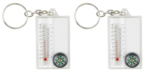 LLHCF Kompass-Anhänger-Thermometer, Schlüsselanhänger, Taschenformat, Kompass-Schlüsselanhänger, Führung, Kompasse, Thermometer, Schlüsselanhänger zum Wandern