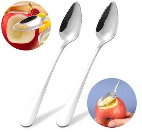 2 Stück Grapefruitlöffel,Kiwi Spoon,Löffel Mit Zacken,Kiwi Löffel,Grapefruitlöffel Edelstahl,Babynahrungsergänzung Fruchtlöffel,Dessertlöffel,Obstlöffel Mit Wellenschliff,Für Kiwi,Äpfel,Grapefruits