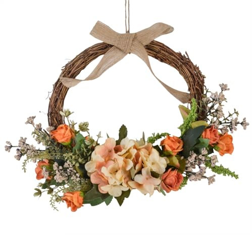 Coronas de primavera de flores artificiales, corona de primavera para puerta delantera, corona artificial, coronas de flores artificiales para decoración de puerta delantera, decoración de puerta