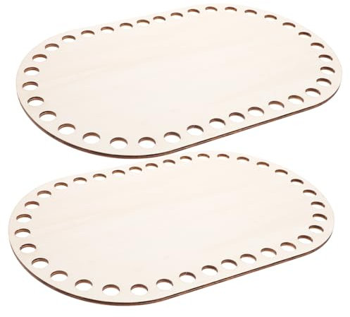 SEWACC Holz Korbboden 2 Stück 30x20cm Robust Glatt Für Gehäkelte Taschen Selbstgemacht Beutelboden Handtaschen Bastelbedarf