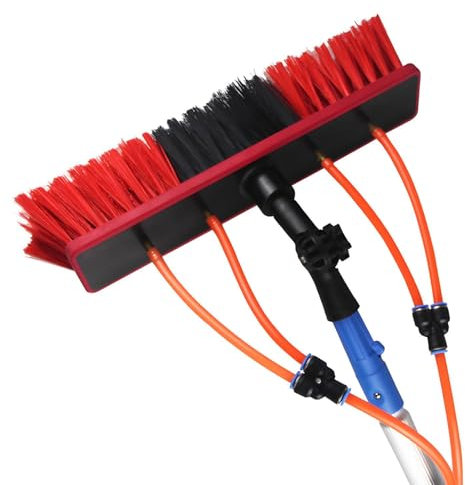 OBABO 3-10m High Clean Teleskopstange mit Wasseranschluss, Profi Fensterreiniger, Ausziehbarer Reiniger Wintergartendach, Reinigung von Photovoltaik- und Sonnenkollektoren,35cm Brush Head-6 M
